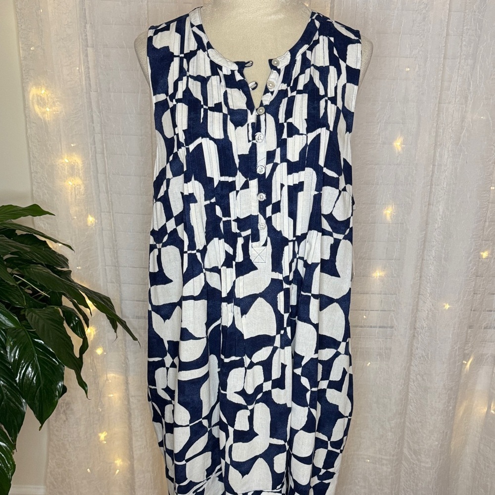 Sonoma Abstract Navy and White Midi Dress